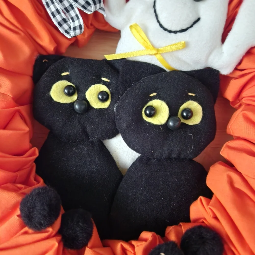 Vintage Handmade Scaredy Cats Welcome Halloween Wreath